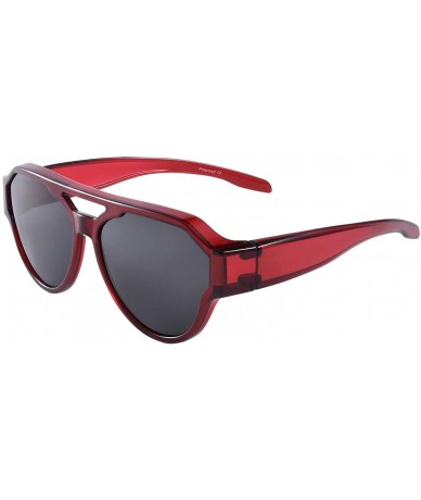 Round Polarized Oversized Fit over Sunglasses Wear Over Glasses with Classic Aviator Frame for Women&Men - Red - CE18U2ZNCMU ...
