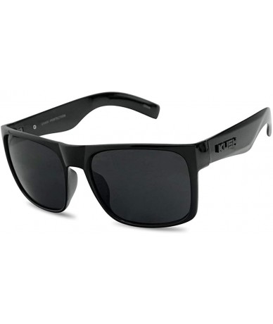 Square Black Fame Classic Squared Horn Rim Sunglasses Sporty Active Mirror Eye Shades - Black Frame - Black - C818UXIAAKU $23.05