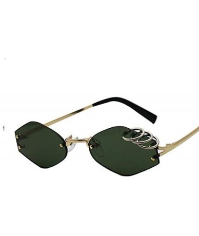 Rimless Unique Iron Rings Decoration Women Rimless Sunglasses Retro Men Dark Green Punk Glasses - Dark Green - C618Y7DX975 $2...