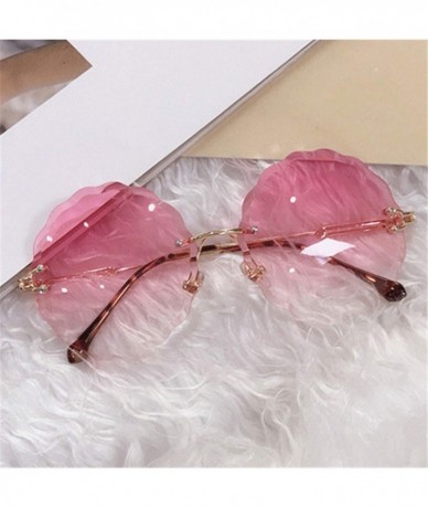 Oversized RimlRound Sunglasses Women Flower Gradient Sun Glasses Female Metal Frame Shades Eyewear UV400 - 1535pink - CE199C9...