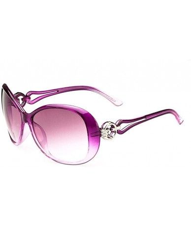 Oval Women Fashion Oval Shape UV400 Framed Sunglasses Sunglasses - Light Purple - CL19877AS0K $15.51