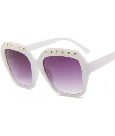 Square New Punk Rivet Sunglasses Retro Glasses Trend Square Sun Glasses Men Women Big Frame Sunglasses Women Sunglasses - CV1...