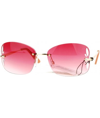 Butterfly Womens Rimless Butterfly Vent Trim Rectangular Fashion Sunglasses - Red - CC121RDOCHR $11.25