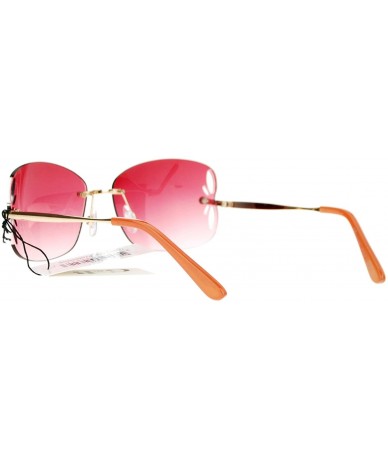 Butterfly Womens Rimless Butterfly Vent Trim Rectangular Fashion Sunglasses - Red - CC121RDOCHR $11.25