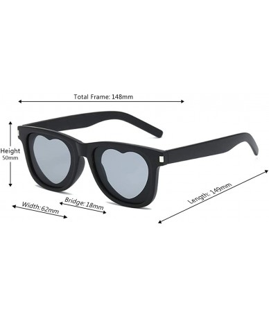 Rectangular Fashion Womens Heart-shaped Sunglasses Plastic Lenses Eyewear UV400 - Black Gray - CS18N0ZKUMX $9.56