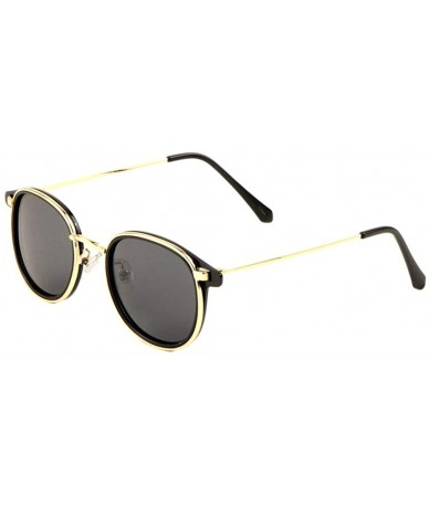 Round Round Retro Sunglasses Double Plastic Metal Frame Sunglasses - Black Gold - C3197R8TDHC $11.74