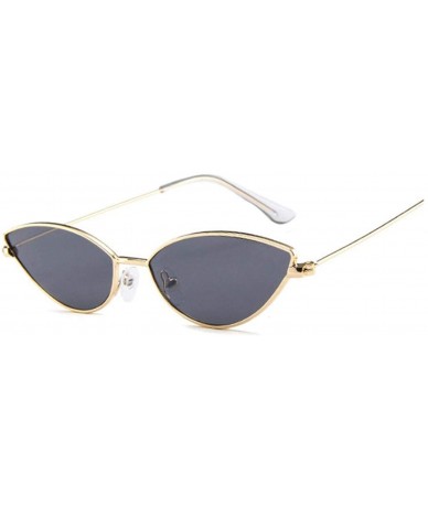 Round Retro Cat Eye Sunglasses Women Designer Metal Frame Circle Sun Glasses Female Fashion Clear Shades - Goldgray - C3198ZA...