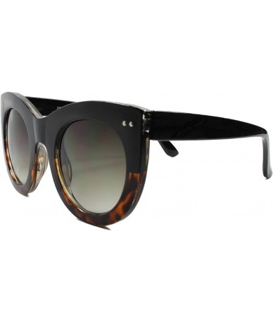 Cat Eye Oversized Classic Retro Look Stylish Womens Round Cat Eye Sunglasses Frame - Black & Tortoise & Green - CE18T4G544Z $...