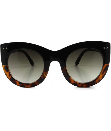 Cat Eye Oversized Classic Retro Look Stylish Womens Round Cat Eye Sunglasses Frame - Black & Tortoise & Green - CE18T4G544Z $...