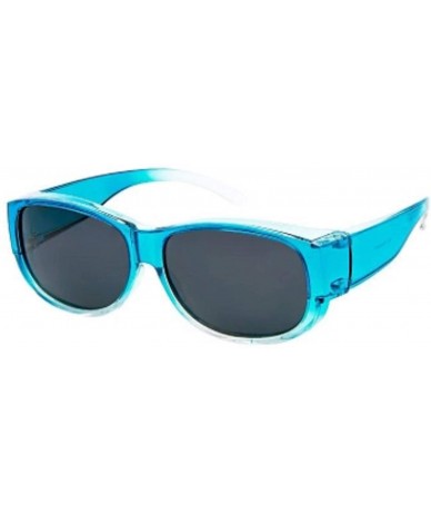 Oval Colorful Two Tone Ombre Fit Over Sunglasses - Wear Over Eyeglasses - Blue - CL18ZCR28TD $14.94