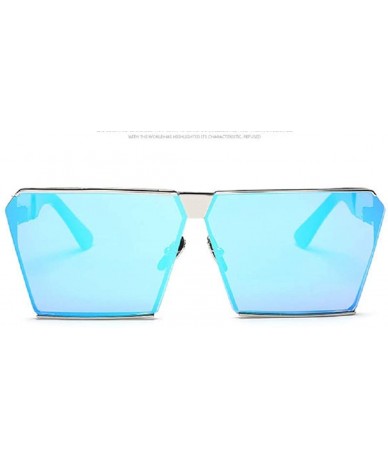 Square Fashion Designer Women Sunglasses Oversized Flat Top Square Frame Metal Gradient Lens - E - CY18RESAUQR $9.98