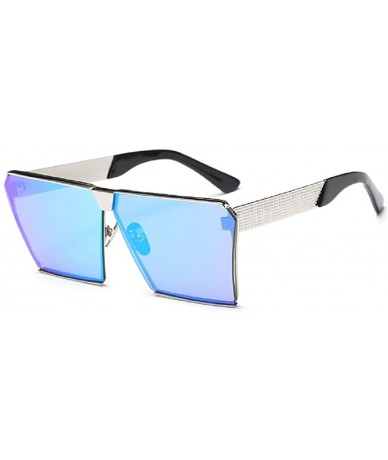 Square Fashion Designer Women Sunglasses Oversized Flat Top Square Frame Metal Gradient Lens - E - CY18RESAUQR $9.98