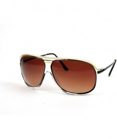 Aviator Fashion Aviator Color Clear Plastic Frame Sunglasses P1270 (YellowClear-GradientBrown Lens) - C911BV75AZR $17.67