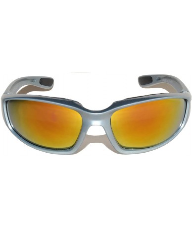Sport Motorcycle Mirrored Lens Sunglasses Bicycle Running Outdoor Silver Frame - CJ126RD18LZ $8.22