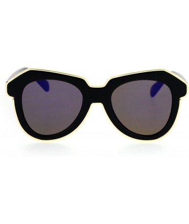 Oversized Flat Mirrored Diva Thick Plastic Horn Rim Eyebrow Womens Sunglasses - Black Purple - CA12NTL1JJU $10.21