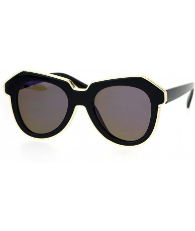 Oversized Flat Mirrored Diva Thick Plastic Horn Rim Eyebrow Womens Sunglasses - Black Purple - CA12NTL1JJU $10.21