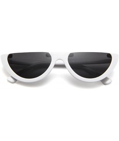 Oval Mod Style Cat Eye Sunglasses Vintage Retro Half Frame Design Eyewear - White Black - C2189U5XLIC $19.04