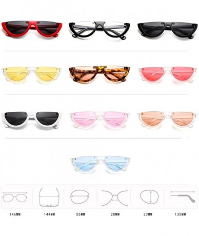 Oval Mod Style Cat Eye Sunglasses Vintage Retro Half Frame Design Eyewear - White Black - C2189U5XLIC $19.04