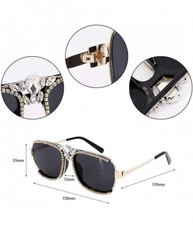 Oversized Bee Pilot Sunglasses Oversize Metal Frame Vintage Retro Men Women Shades - Black - C11987MAZZZ $39.11