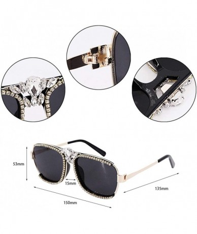 Oversized Bee Pilot Sunglasses Oversize Metal Frame Vintage Retro Men Women Shades - Black - C11987MAZZZ $21.84