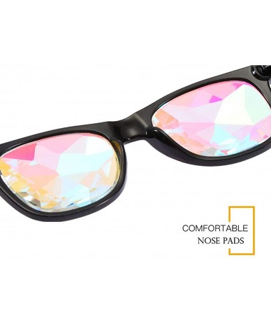 Goggle Rave Festival Kaleidoscope Glasses Rainbow Prism Sunglasses for Women Men - Black - C418SS3YRNY $13.00