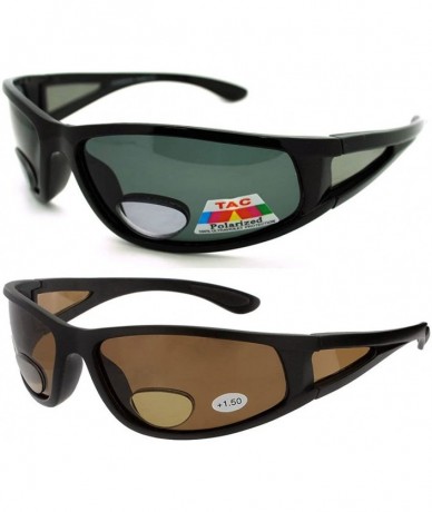 Wrap 2 Pair of Polarized Bifocal Sunglasses - Outdoor Reading Sunglasses - Black/Brown - CB12BWQB0GF $26.35
