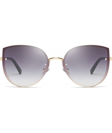 Cat Eye Rimless Oversized Sunglasses for Women Retro Cat Eye Big Round Frame Side Shield Shades - Gray - C118U8YHMRR $8.44