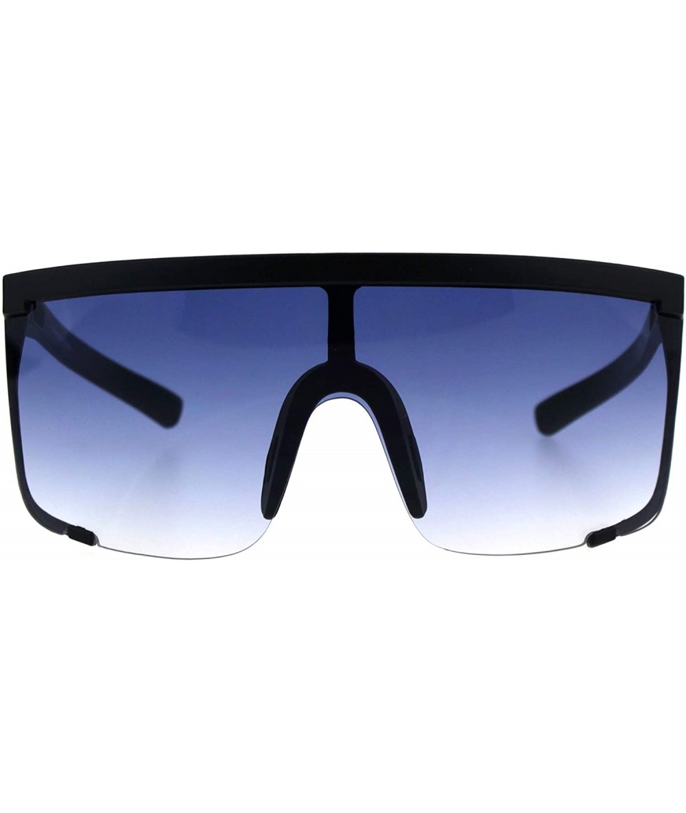 Oversized Super Oversized Goggle Sunglasses Unisex Fashion Square Frame UV 400 - Black (Blue) - CF18KMKOQ7M $15.99