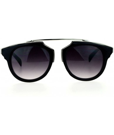 Aviator Retro Designer Fashion Sunglasses Top Metal Bar Bridge Unisex UV 400 - Black Silver - CE1206IF3CH $8.20