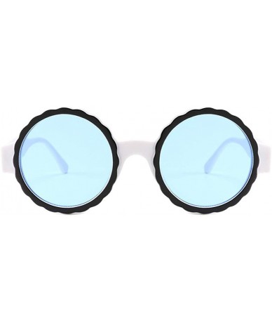 Round Vintage Sunglasses-Women's Fashion Round Frame Sunglasses Gas Glasses - Blue - CW18RDQYU6Z $8.69