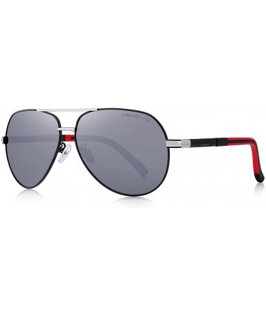 Oversized Men Vintage Aluminum Polarized Sunglasses for Men Womens Polarized Mirror with Case - Silver - CD18XWR59Z7 $14.36