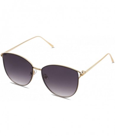 Aviator Mirrored Flat Lens Fashion Sunglasses for Women SJ1085 - C1 Gold Frame/Gradient Grey Lens - C9180CKEWES $11.69