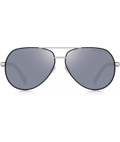 Oversized Men Vintage Aluminum Polarized Sunglasses for Men Womens Polarized Mirror with Case - Silver - CD18XWR59Z7 $14.36
