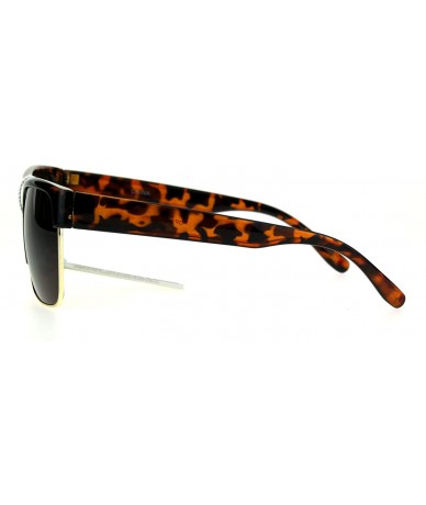 Rectangular Mens Designer Fashion Sunglasses Top Half Plastic Rim Rectangular UV 400 - Tortoise - C9186NU7LCD $9.75