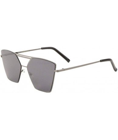 Butterfly Semi Flat Top Thin Flat Metal Frame Geometric Sunglasses - Black Gunmetal - C91986K5ACG $17.15