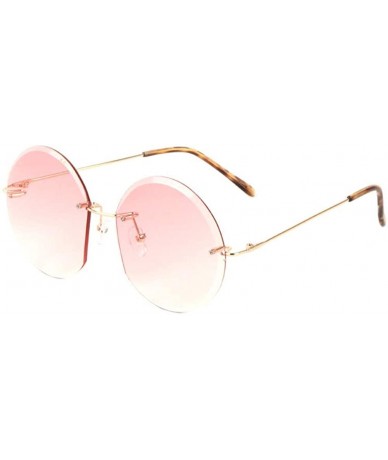 Round Oceanic Color Round Rimless Diamond Edge Cut Lens Sunglasses - Pink - CV1993Y2SOS $15.98
