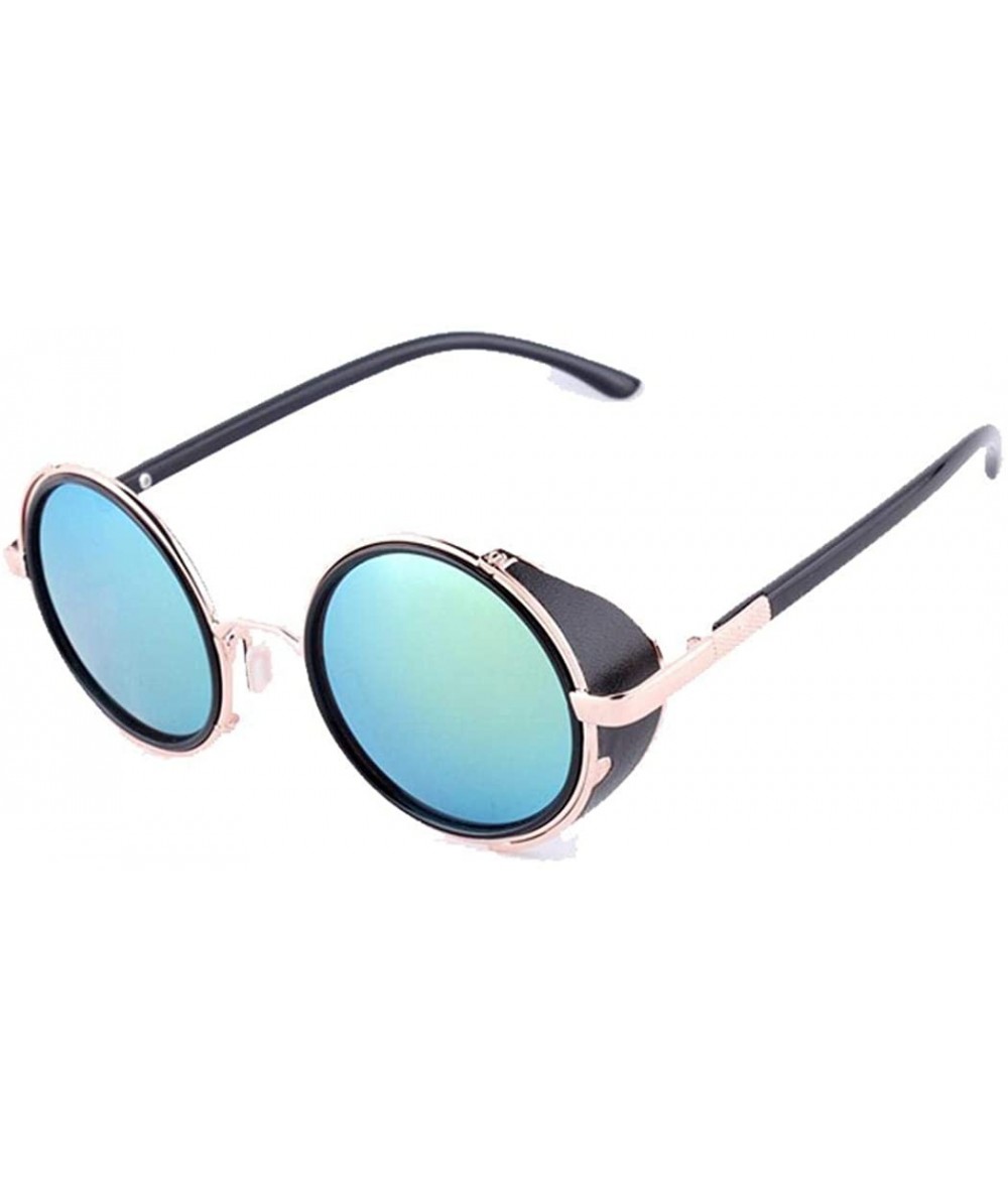 Round Men Retro Style Sunglasses Round Frame Color Lens Sunglasses Sunglasses - C718RYZ0S7N $19.64