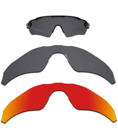 Rectangular Anti-fading Polarized Replacement Lenses Radar EV Path Sunglasses - Black&red - CC18DIC66O3 $21.04