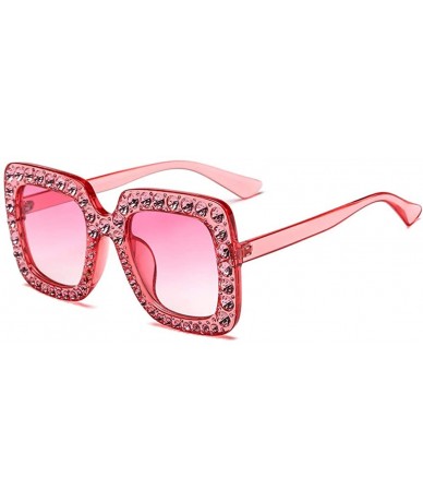 Oversized HoqiangFashion Oversized Sunglasses Rhinestone Gradient - Pink - CM192IWYCOH $21.12