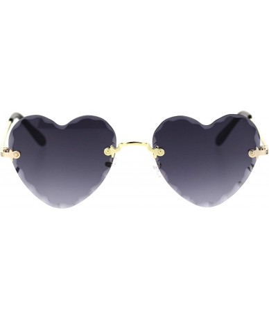 Rimless Womens Diamond Cut Bevel Edge Rimless Heart Sunglasses - Gold Smoke - C918SO0KYX9 $13.35