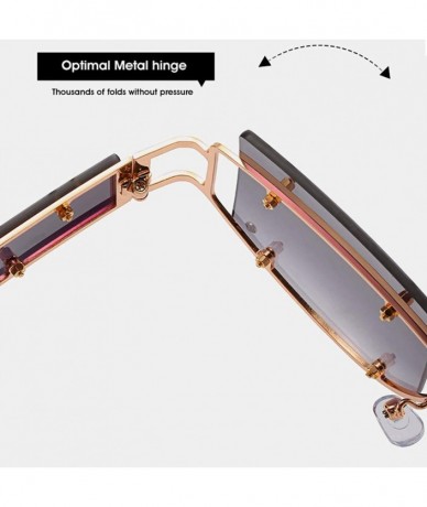 Rimless Hipster Square Sunglasses-Owersized Shade Glasses-Rimless Metal-Mirrored Lens - A - CX190EG798Z $28.65