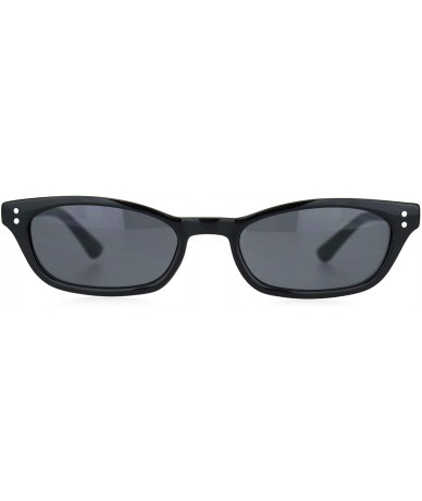 Rectangular Womens Vintage Ironic Dad Shade Narrow Retro Plastic Sunglasses - All Black - C618OE6ITK2 $17.15