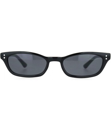 Rectangular Womens Vintage Ironic Dad Shade Narrow Retro Plastic Sunglasses - All Black - C618OE6ITK2 $7.99