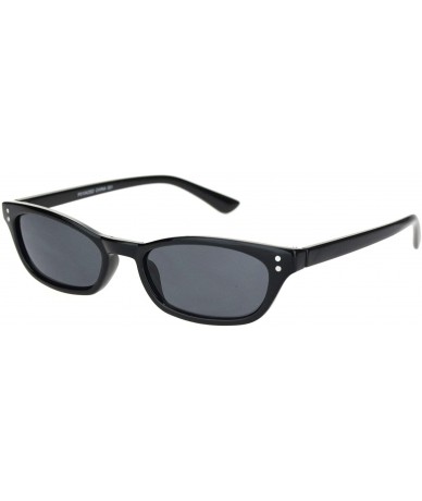 Rectangular Womens Vintage Ironic Dad Shade Narrow Retro Plastic Sunglasses - All Black - C618OE6ITK2 $7.99