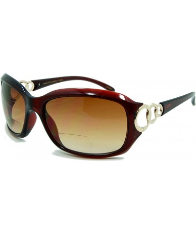 Wrap Circle Power- Nearly Invisible Line Bifocal Sunglasses - Brown - C511JWUS49P $32.26