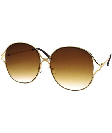 Oversized Oversize Round Flat Lens Sunglasses P4183 - Gold Gradient Brown - CX18S8YGT6Y $11.66