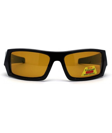 Rectangular Polarized Mens Yellow Night Driving Lens Rectangle Warp Biker Sunglasses - Black - CR1987K9WAE $10.32