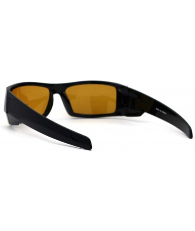 Rectangular Polarized Mens Yellow Night Driving Lens Rectangle Warp Biker Sunglasses - Black - CR1987K9WAE $10.32