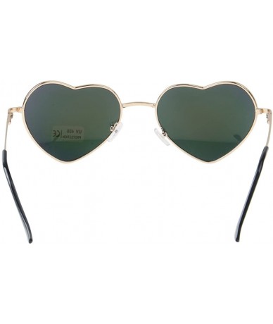Aviator Retro Thin Metal Frame Heart Shape Sunglasses Lovely Aviator Style for Women - Green - CJ18CLTL2UW $9.46
