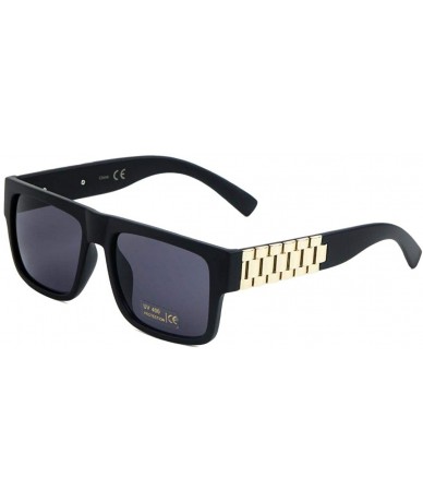 Square Metal Links Watch Band Square Hip Hop Sunglasses - Matte Black & Gold Frame - CZ1852U5YUH $10.67